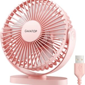 Gaiatop Ventilador de escritorio USB, 5.5 pulgadas, pequeño, silencioso, potente, 3 velocidades