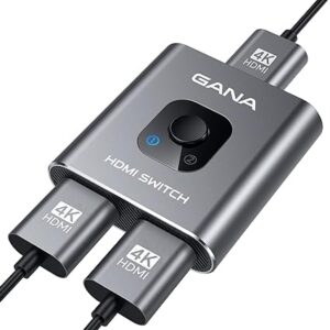 GANA - Conmutador HDMI de aluminio bidireccional, con capacidad de 4k a 60 hercios y salida.