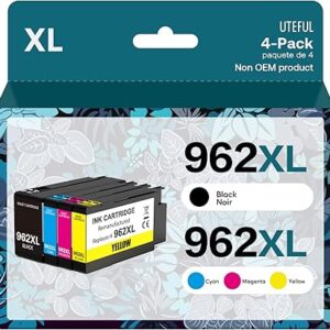 Cartucho de tinta compatible de repuesto para HP 962XL (negro, amarillo, cian, magenta, 4 unidades)