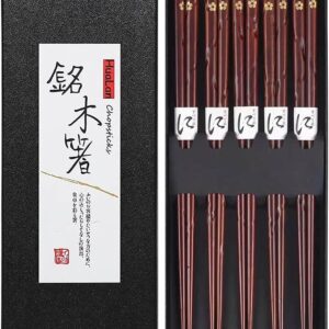 Youmi - Palillos japoneses de madera natural, juego reutilizable de palillos estilo clásico.