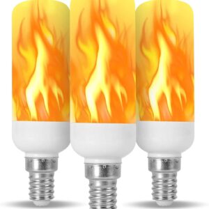 Bombilla LED de vela de fuego T6 T8 E12 con forma de base de tubo parpadeante de llama, iluminación
