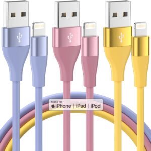 Paquete de 3 cargadores para iPhone de 10 pies con certificación MFi de Apple, cable Lightning