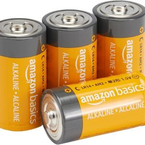 Amazon Basics Paquete de 4 pilas alcalinas multiusos de celda C, 1.5 voltios, 5 años de vida útil.