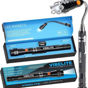 Linterna de VIBELITE portátil con 3 luces LED. Telescópica, flexible, extensible. Cabezal magnético