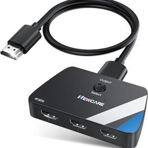 Interruptor HDMI 3 en 1 Salida, 4K @60Hz HDMI 2.0 Divisor de interruptor con cable HDMI.
