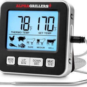 Alpha Grillers Termómetro digital de carne para horno, termómetro de horno de pantalla grande.