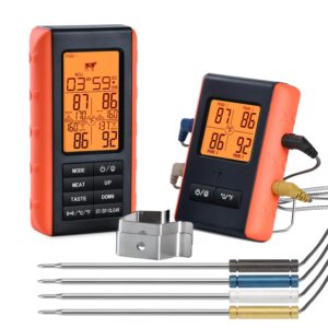 Termómetro inalámbrico de carne para asar y ahumar, termómetro de alimentos para barbacoa, ahumador