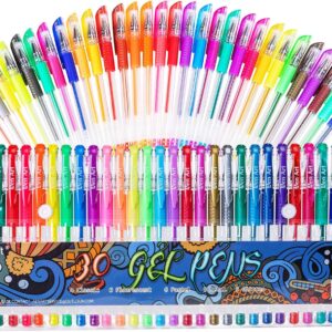 Bolígrafos de gel para adultos, para libros para colorear, 30 colores de punta fina