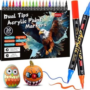 Marcadores de pintura acrílica, 20 colores de doble punta, marcadores de pintura impermeables.