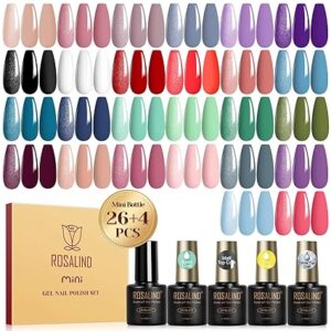 ROSALIND Juego de 30 esmaltes de uñas de gel con capa base.