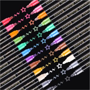 Sunshilor Marcadores metálicos de caligrafía, rotuladores metálicos de doble punta y cincel