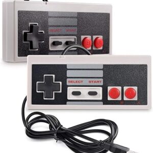 Paquete de 2 controladores USB para emuladores NES, controlador de juego NES Plug-and-Play para PC.