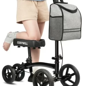 COSYWILL Patinete de rodilla orientable, andador de rodilla económico, plegable todo terreno, negro