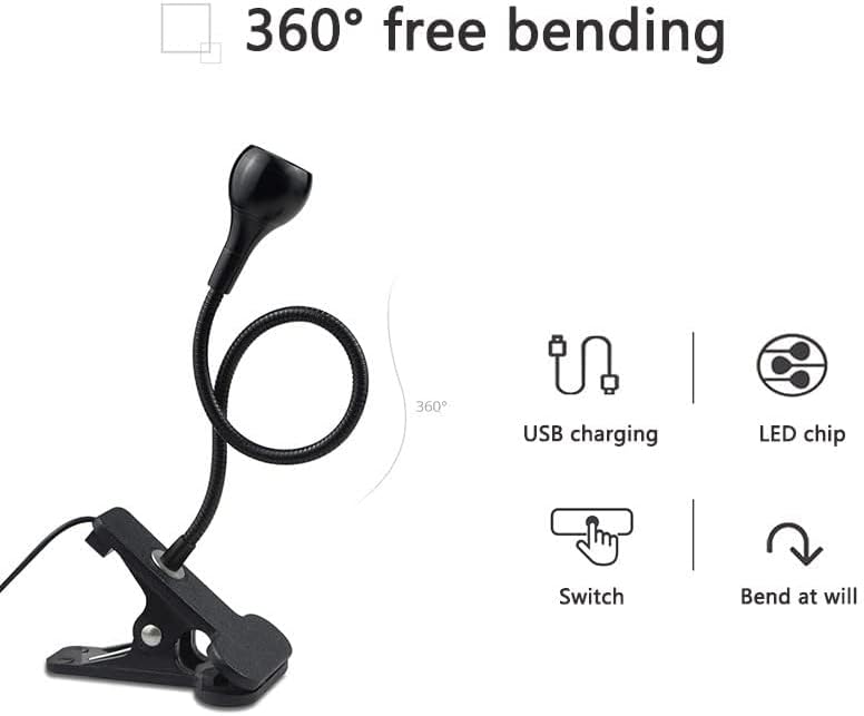 Lámpara de escritorio LED con clip, cuello de cisne flexible 360 y abrazadera luz de tarea portátil - Imagen 5
