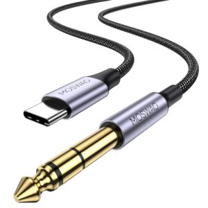 MOSWAG Cable TRS USB C a 0.250 in 1/4 pulgadas 3.28 pies/1M, adaptador de audio tipo C a 1/4