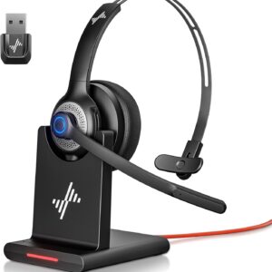 Auriculares inalámbricos Bluetooth con micrófono para el trabajo, Bluetooth 5.2, micrófono avanzado