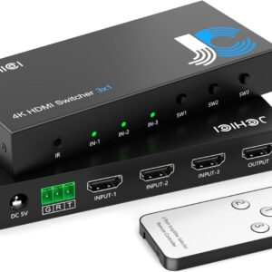 Interruptor HDMI 3 en 1 salida 4K @60Hz, 3 puertos HDMI Switcher Selector con control remoto