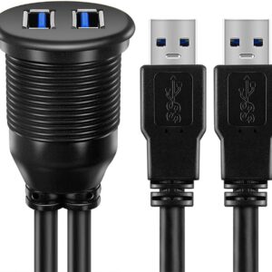 Soporte para auto con 2 puertos Dual USB 3.0 macho a cable de extensión USB 3.0 hembra, AUX