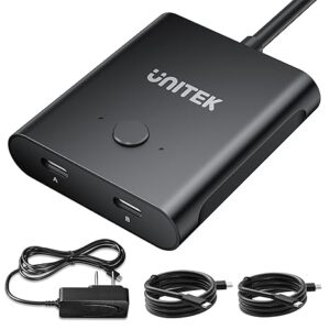Unitek Conmutador USB C bidireccional 1 en 2 salida/2 en 1 salida selector de interruptor.
