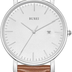 BUREI Relojes de pulsera para hombre, a la moda, minimalista, analógico, de cuarzo, impermeables