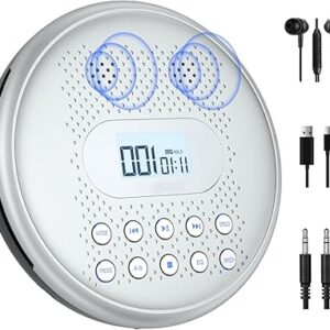 ARAFUNA Reproductor de CD portátil, reproductores de CD portátiles recargables para automóvil.