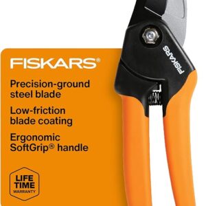 Fiskars - Tijeras bypass de podar, podadora de mano con capacidad de corte de 5/8 de pulgada.