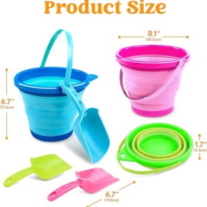 JOYIN Paquete de 3 cubos plegables con palas y bolsa de malla, cubos plegables multiusos para playa
