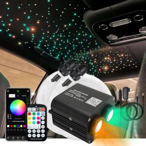 AKEPO Kit de luz de fibra óptica de doble cabezal de 20 W, 750 piezas de hebras de fibra óptica.