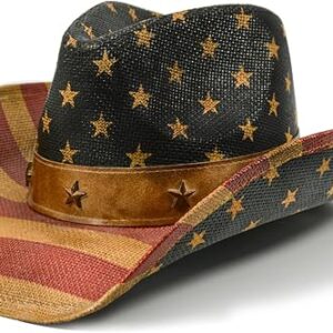 Sombrero de vaquero clásico con bandera estadounidense de Estados Unidos, estilo clásico