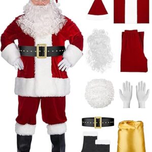 Traje de Santa Claus de lujo para hombres, disfraz (NO INCLUYE BARBA, CINTURON, BOLSA).