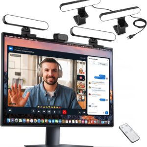 yAyusi Iluminación de videoconferencia de doble lámpara, luz LED de transmisión con control remoto