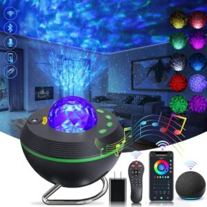 Proyector de estrellas con luz nocturna LED con altavoz Bluetooth, temporizador, control remoto.