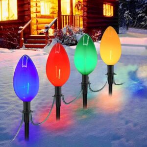 Luces de camino de Navidad C9, luces de estaca de camino de Navidad para exteriores de 7 pies.