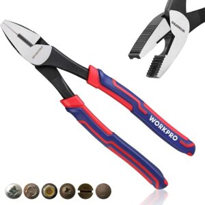 WORKPRO Alicates extractores de tornillos Linesman de 8 pulgadas (alicates combinados).