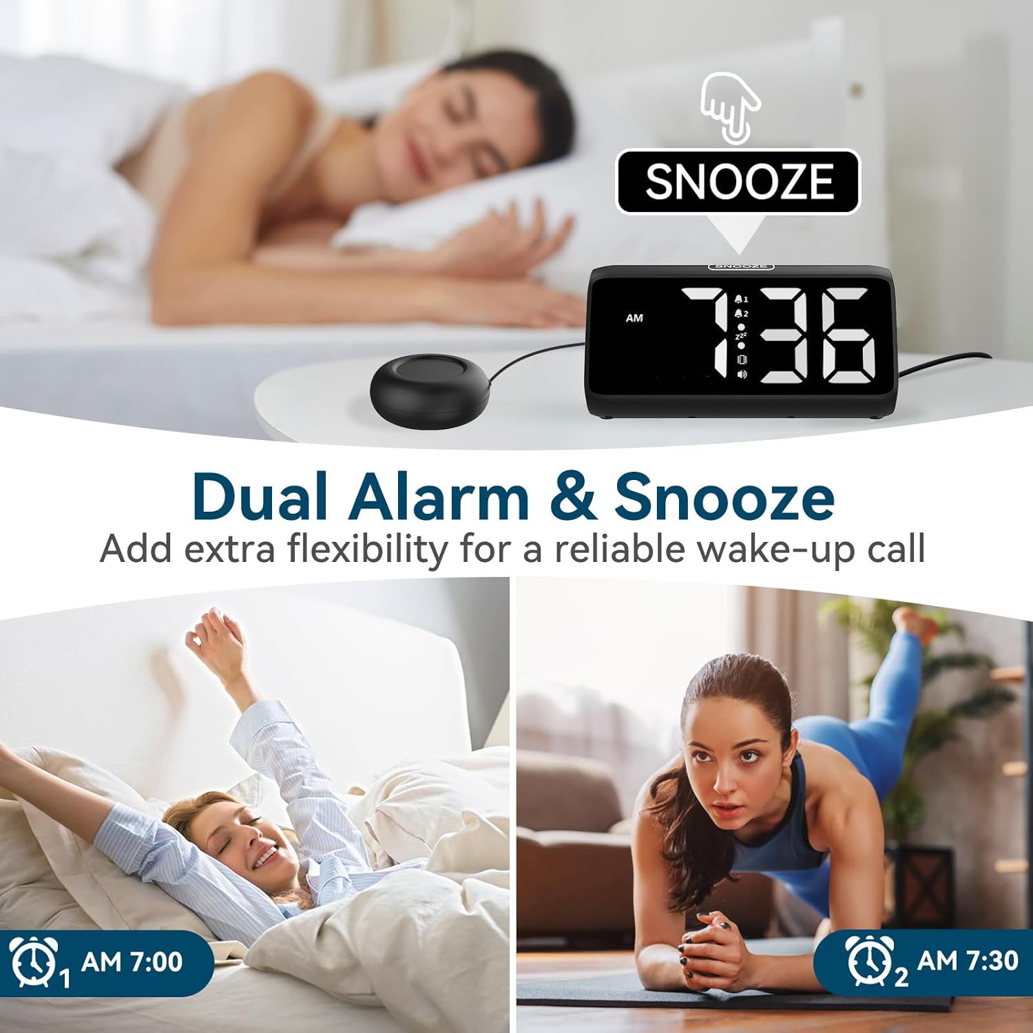 Netzu Reloj despertador fuerte para personas que duermen pesadas - Imagen 4