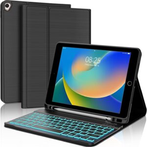 BORIYUAN Funda para iPad de 10.2 pulgadas con teclado, teclado Bluetooth desmontable