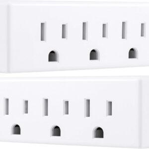 Philips Extensor de 3 tomas, paquete de 2, grifo de pared con conexión a tierra, adaptador