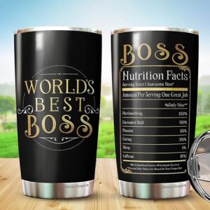 Kozmoz Inspire World's Best Boss - Vaso de 20 onzas, divertido regalo.