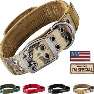 Annchwool Collar táctico para perro mediano y grande, collar militar ajustable con mango acolchado.