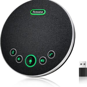 Tenveo Micrófono de altavoz de conferencia, conectividad Bluetooth/Dongle/USB, captación de sonido