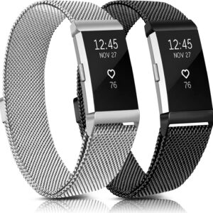 Meliya Bandas de metal compatibles con Fitbit Charge 2, pulseras de repuesto de bloqueo magnético