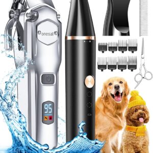oneisall Kit de aseo para perros para pelo grueso y pesado/pelo grueso y de bajo ruido, recargable