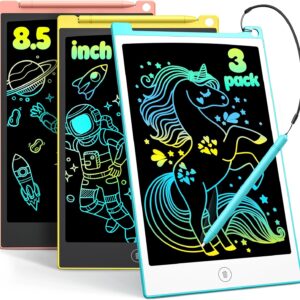 TECJOE Paquete de 3 tabletas de escritura LCD tableta de dibujo colorida de 8.5 pulgadas para niños