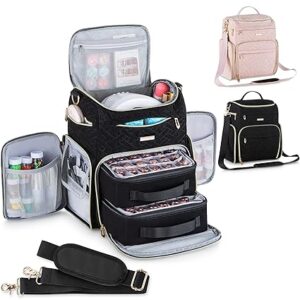 Estuche organizador de esmalte de uñas con múltiples bolsillos.