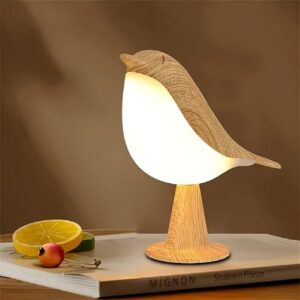 Bird - Lámpara de mesa inalámbrica, pequeña lámpara de noche inalámbrica con 3 colores.