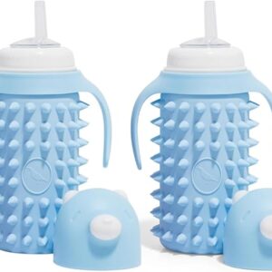 Juego de 2 vasos de vidrio para niños pequeños, The Spikey Bear, 8 onzas,