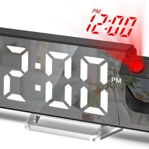 LOFICOPER Reloj despertador de proyección digital para dormitorio, proyector giratorio de 180°