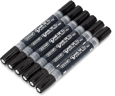 ZEYAR Bolígrafos de pintura acrílica de doble punta, punta media y punta extrafina. - Imagen 4