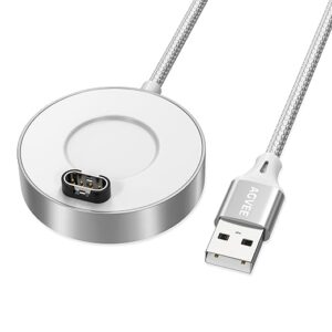 AGVEE Estación de carga de aluminio ultra fina de 1.5 pies compatible con relojes Garmin Vivoactive