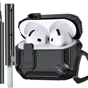 Funda para AirPods 4, diseño de bloqueo seguro con kit de limpieza